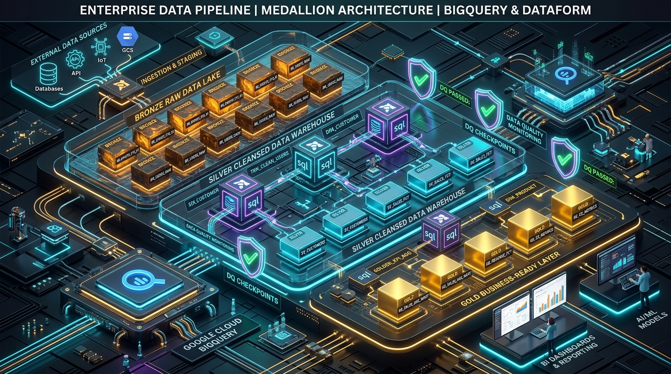 Data Engineering on GCP (Part 6): Building a Medallion Lakehouse with Dataform (Hands-On Lab)